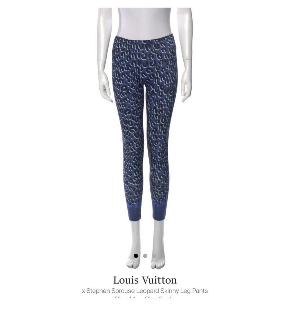 LOUIS VUITTON Vintage Logo Leopard Leggings #M Bottoms Dark Blue Black RankAB